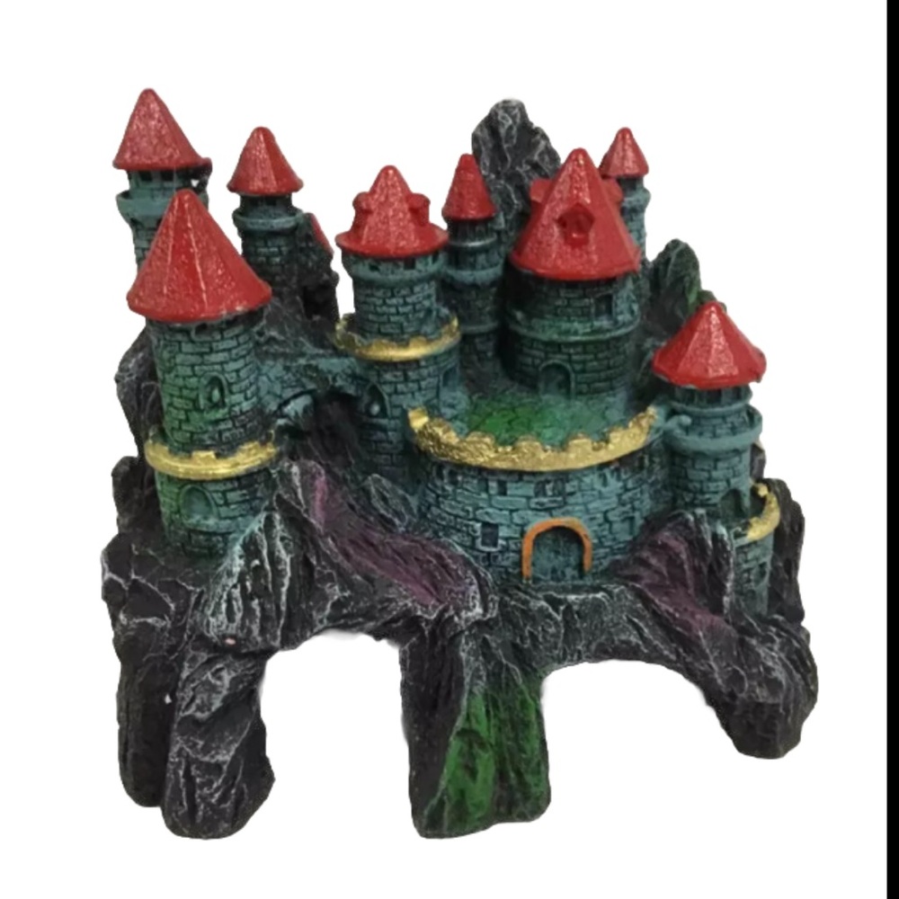 - Aqua  Rustic Castle Aquarium Ornament Castle Fish 7 in L x 5 1/2 in W x 6 In H